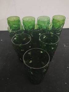 Collection of Vintage Green Cactus Glasses