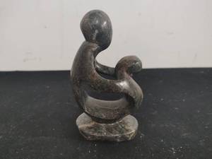 Carved Stone Mother and Child Figurine