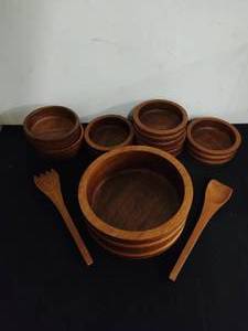 Vintage Teak Salad Bowl Set