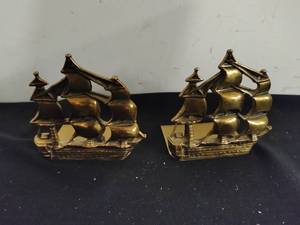 Pair of Brass Ship Bookends