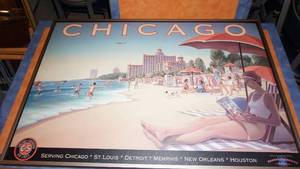 lot 22 image: Framed Chicago Direct Connection To The Edgewater Beach Hotel Poster--38 14 Wide  x  26 12 Tall