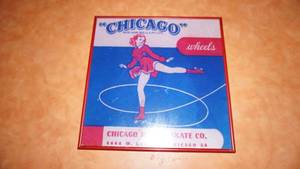 lot 35 image: Framed Plexiglass Chicago Roller Skate Co. Poster--16 14  x  16 14