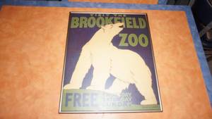 lot 37 image: Framed Visit The Brookfield Zoo Poster--20 12 Tall  x  17 Wide