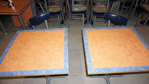lot 20 image: Two Commercial Tables W Two Chairs