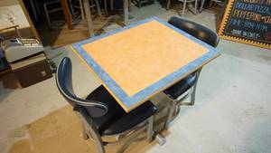 lot 9 image: Commercial Size Table W  Two Chairs---Tables Are 28  x 23 34  x 30 Tall