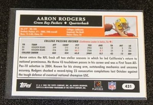 lot 21 image: 2005 Topps Aaron Rodgers Rookie Card #431