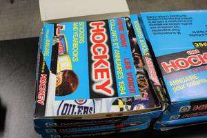 lot 73 image: Vintage Deadstock 1984 O Pee Chee Hockey Sticker Book Case Lot  6 Cases