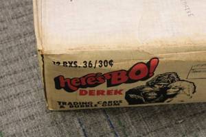 lot 77 image: 1981 Fleer Heres Bo Derek Sealed Case Of 12 Boxes