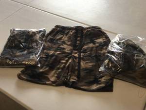 Brand New Lot of Three Woodland Creek Woodland Camo Fleece Pajama Bottoms - Large