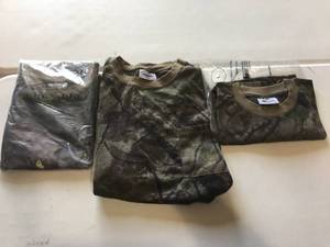 Brand New Lot of THREE Woodland Creek Camo T-Shirts, 1XXL, 1XL, 1L