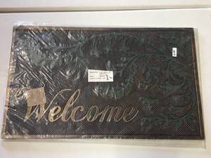 Brand New Lot of TWO 30 x 18 Floral Vines Welcome Rubber Door Mats