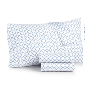 Brand New Charter Club Damask Designs Printed Geo 500 Thread Count 4Piece Queen Sheet Set
