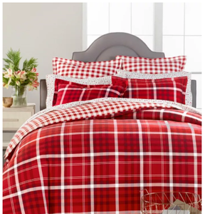 Brand New Martha Stewart Collection Wyoming Plaid Flannel Full Queen Duvet Cover