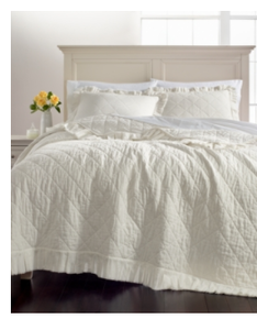 Brand New Martha Stewart Collection Linen-Cotton Ruffle FullQueen Quilt, Created for Macys