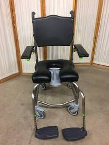 lot 2 image: MSRP $1400 Raz State Of The Art Mobile Shower Commode Chair - Excellent Condition 