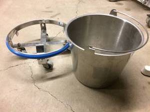 lot 53 image: MSRP $300 Medical Grade Stainless Steel Operating Room Mobile Kick Bucket With Stand - Great Condition