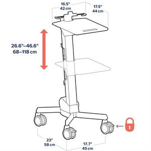 lot 15 image: MSRP $800 Ergotron&nbspNeo-Flex Laptop Cart Sit Or Stand Ergonomic Computer Workstation - Excellent Condition Electronics Etc Not Included