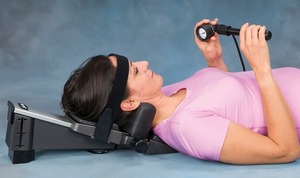 lot 36 image: SAUNDERS CERVICAL HOMETRAC DELUXE PNEUMATIC SYSTEM HOME NECK TRACTION DEVICE WCASE - GREAT WORKING CONDITION
