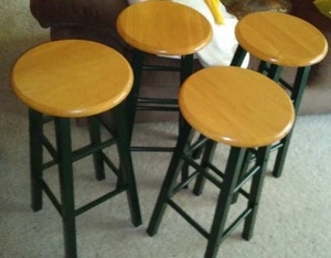 lot 20 image: Stools (4) metal frames, wood seat.