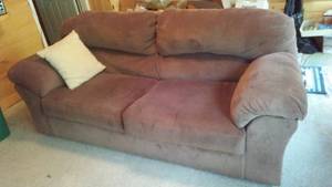 lot 29 image: 92 inch 2 cushion couch- brown microfiber.