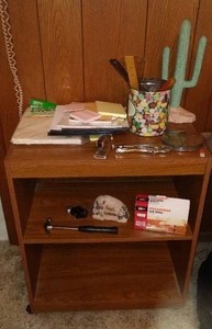 lot 74 image: Rolling cart with contents