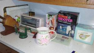 lot 131 image: Knives, super shooter, French fry cutter, toaster oven and more.