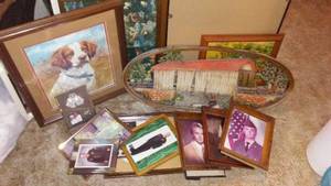 lot 153 image: Artwork, mirrors, frames.(Some personal photos will be removed)