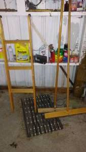 lot 186 image: Push brooms, ladder, and more.