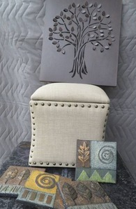 STOOL WITH STORAGE  METAL ART