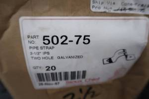 NEW BOX OF 2 12 TWO HOLE PIPE STRAPS.