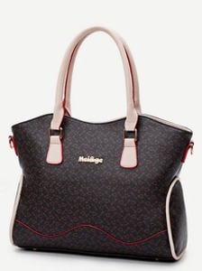 Fish Bone Print Tote Bag 6pcs