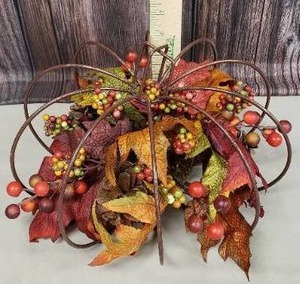 4 Fall Metal Pumpkin Flower Decorations