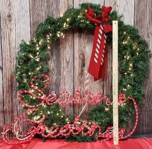 BIG Season Greetings Lighted Wreath