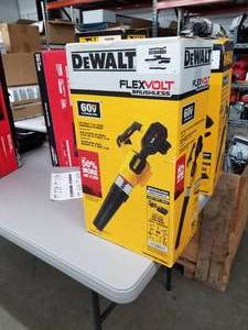 lot 407 image: DeWalt 60V Cordless Brushless Lithium Ion Axial Handheld Blower (in box)  with Battery, Charger and Tools