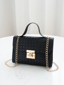 lot 35 image: Twist Lock Embossed Chain Satchel Bag