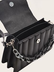 lot 37 image: Chain Decor Quilted Satchel Bag