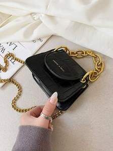 lot 41 image: Mini Croc Embossed Chain Satchel Bag