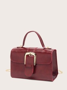 lot 48 image: Pin Buckle Decor Satchel Bag