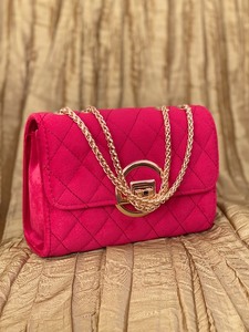 lot 4 image: Minimalist Quilted Metal Lock Chain Shoulder Bag