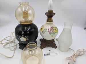 Vintage Hurricane Lamp Set