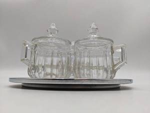 5 Crystal Containers and One-of-A-Kind Tray