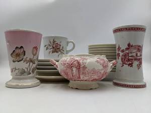 Vintage Pink Floral China  Huge Collection