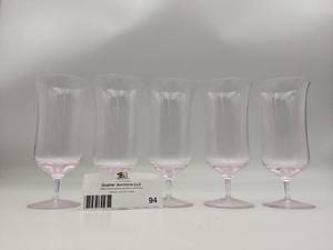 Set of 5 Pink Fluted Glasses