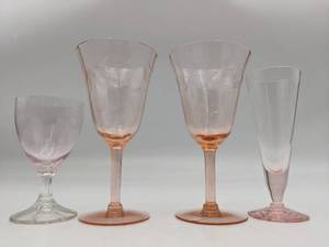4 Piece Pink Glass Collection