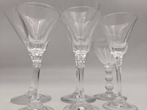 6 Vintage Crystal Stemmed Glasses