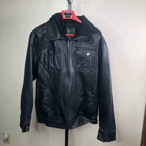 Grave Soul Leather Jacket with Hood Mens Size Large