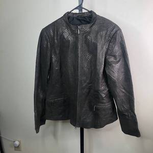 Grey Alfani Faux Snakeskin Leather Jacket- Womens Extra Large