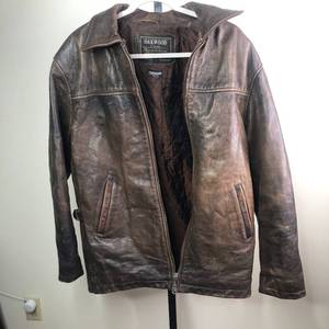 Brown Oakwood Classics Leather Jacket Mens Size Small-Thinsulated