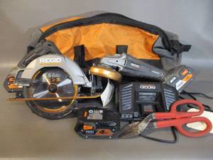 lot 25 image: Rigid Tool Bag and Power Tools