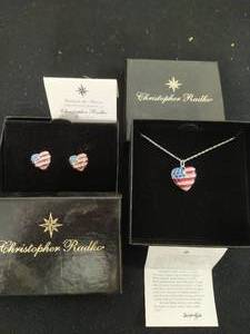 lot 81 image: Collection of Christopher Radko Brave Heart Silver Tone Plated & Crystal Jewelry